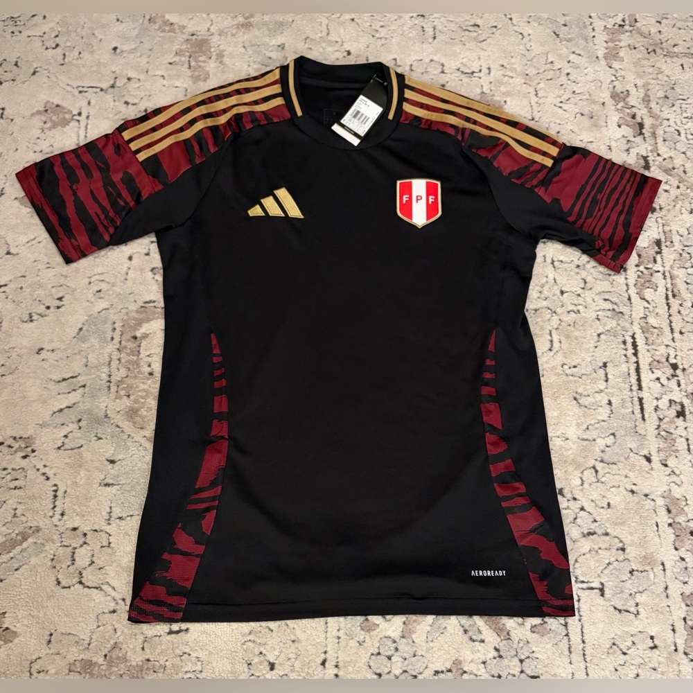 Adidas Authentic FPF Peru National Team 2024 IQ2445 Away Black Jersey Men’s Sz S